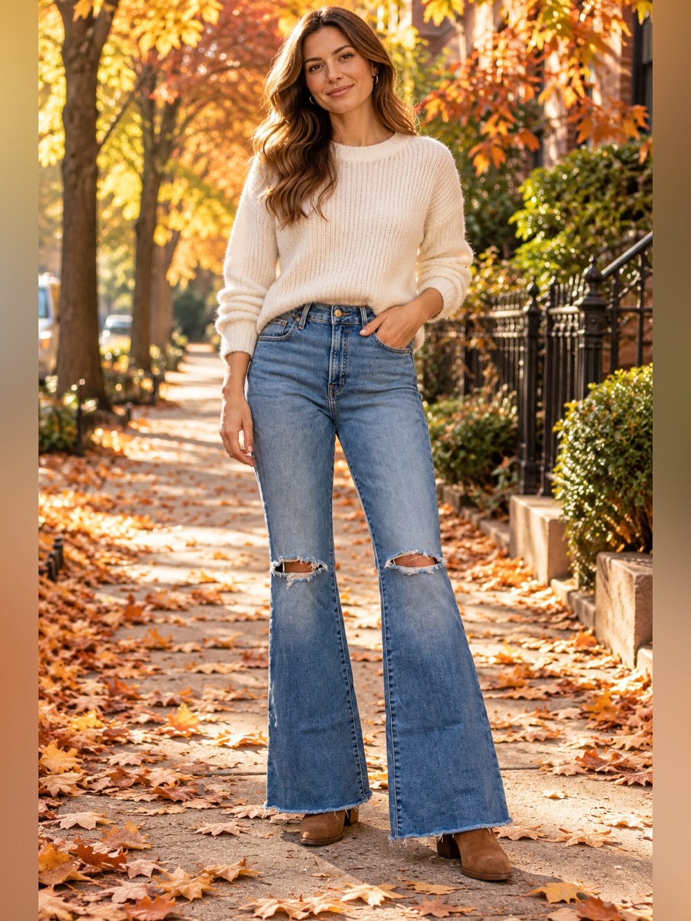 Good American Good Leg Flare Jeans Distressed Size 10 / 30